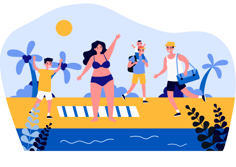 Family enjoying a sunny day at the Oregon beach