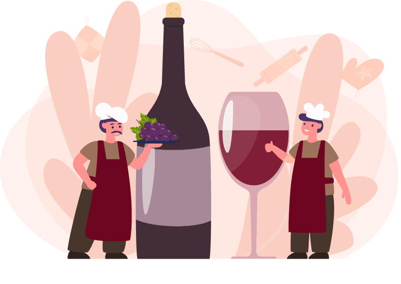 Illustration of wine tasting experience at Oregon vineyard